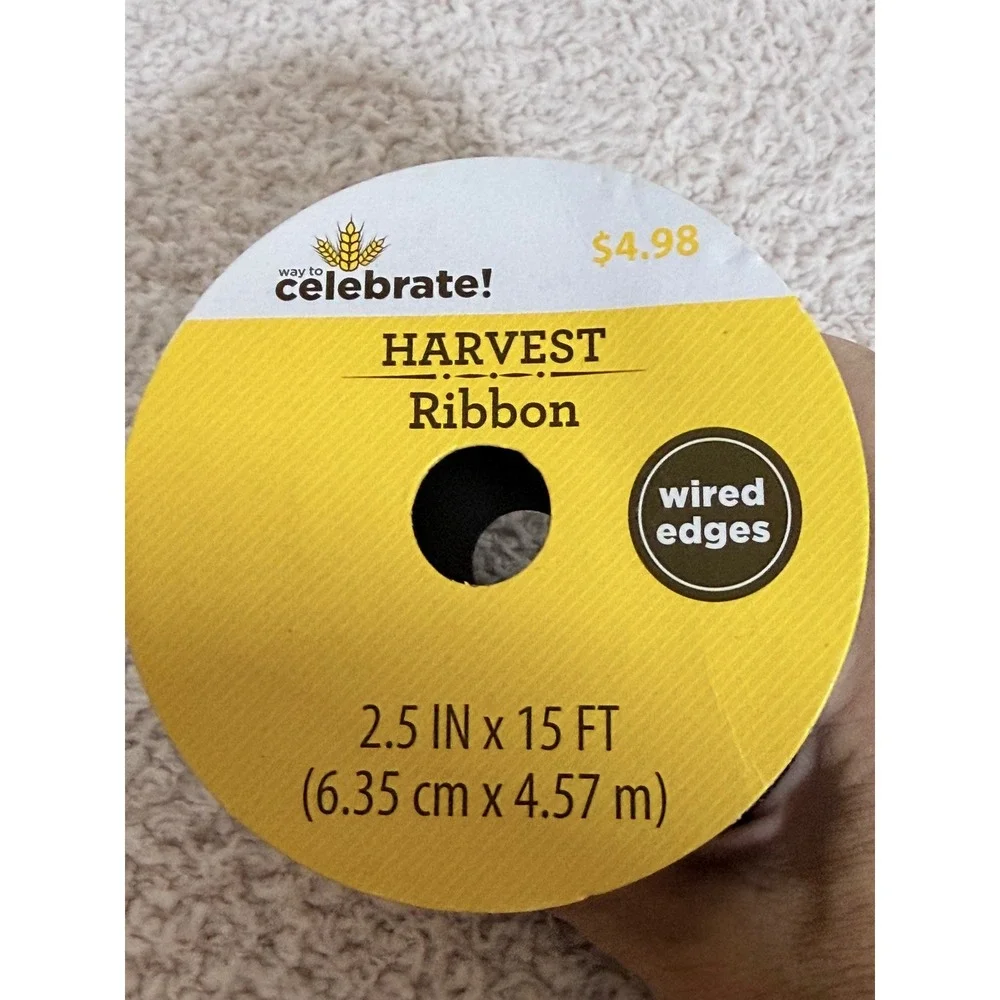 Way to Celebrate Fall Harvest Wired Ribbon Pumpkin Truck & Orange Streamer Set